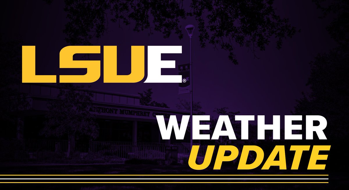 LSUEunice's tweet image. With expected severe rain, LSUE will close campus on Wed., May 7 out of caution for our campus community. 𝐀𝐥𝐥 𝐢𝐧-𝐩𝐞𝐫𝐬𝐨𝐧 𝐟𝐢𝐧𝐚𝐥 𝐞𝐱𝐚𝐦𝐬 𝐟𝐨𝐫 𝐖𝐞𝐝𝐧𝐞𝐬𝐝𝐚𝐲, 𝐌𝐚𝐲 𝟕 𝐰𝐢𝐥𝐥 𝐛𝐞 𝐦𝐨𝐯𝐞𝐝 𝐭𝐨 𝐒𝐚𝐭., 𝐌𝐚𝐲 𝟏𝟎.
lsue.edu/mediacenter/20…