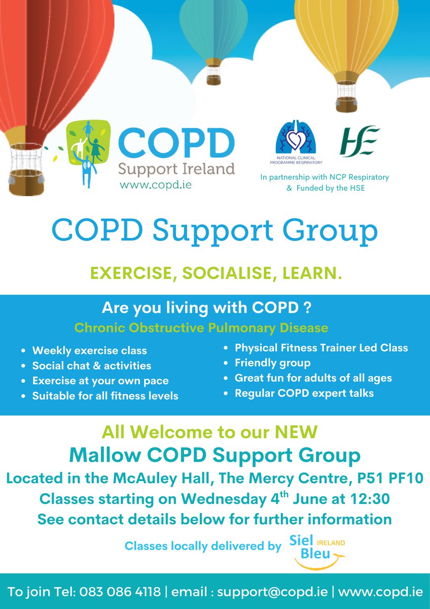 COPD Support Ireland (@copdsupportire) on Twitter photo Are you living in the Mallow area or nearby? Do you have a diagnosis of COPD? If so, you are welcome to our new Support Group starting on Wednesday 4th June at 12:30. Contact support@copd.ie to register.
<a href="/CorkKerryCH/">Cork Kerry Community Healthcare</a> <a href="/NCPRespiratory1/">@NCPRespiratory</a> <a href="/PracticeNurses/">IGPNEA</a> <a href="/ICGPnews/">Irish College of GPs</a> <a href="/ALONE_IRELAND/">ALONE</a> Are you living in the Mallow area or nearby? Do you have a diagnosis of COPD? If so, you are welcome to our new Support Group starting on Wednesday 4th June at 12:30. Contact support@copd.ie to register.
<a href="/CorkKerryCH/">Cork Kerry Community Healthcare</a> <a href="/NCPRespiratory1/">@NCPRespiratory</a> <a href="/PracticeNurses/">IGPNEA</a> <a href="/ICGPnews/">Irish College of GPs</a> <a href="/ALONE_IRELAND/">ALONE</a>
