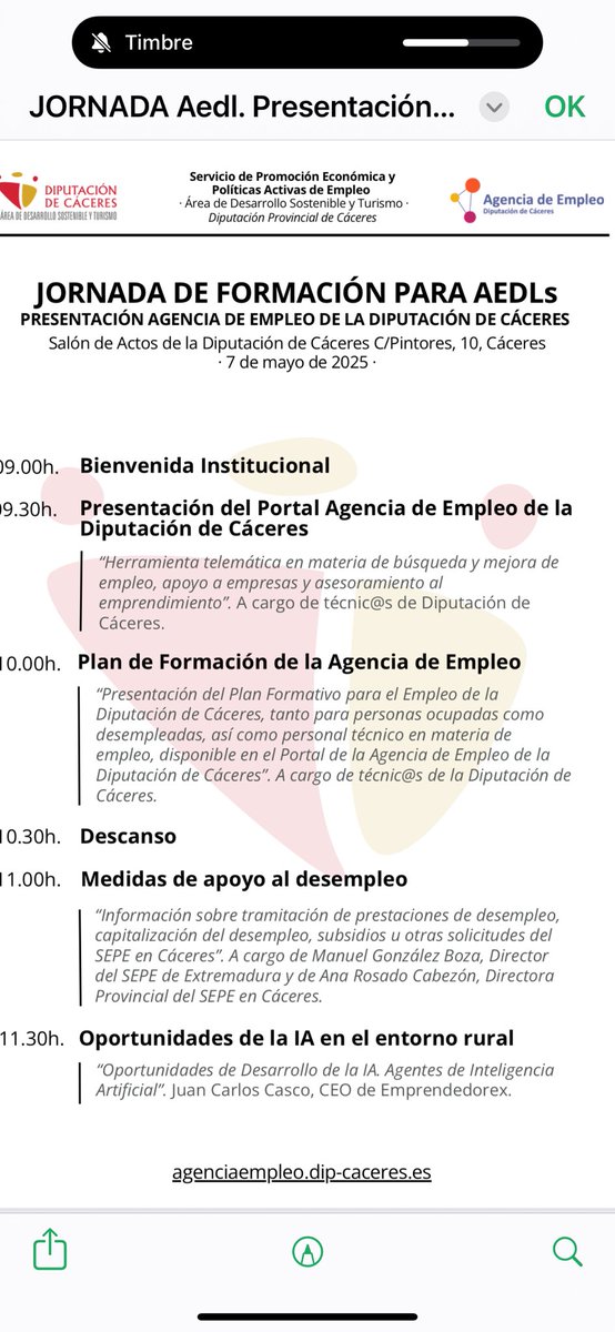 EL FUTURO DE LOS SERVICIOS PÚBLICOS DE ENPLEO, PROMOCIÓN ECONÓMICA Y DESARROLLO RURAL. Mañana en la Diputación de Cáceres realizaremos una mirada de prospectiva para analizar el impacto de la Inteligencia Artificial. Adelante!!!
