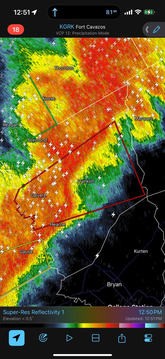 FRANKLIN, TEXAS! Take cover immediately! A dangerous tornado warned line segment is heading your way in a few minutes!