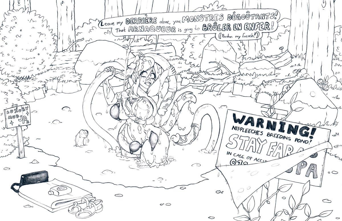 Commission of Ellie in a tentacle pond.