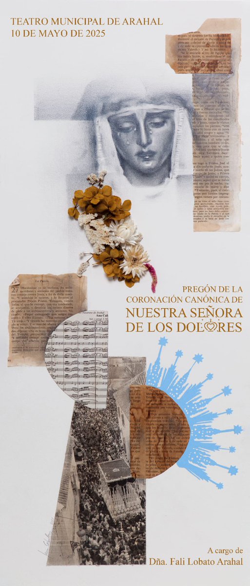 Cartel del pregón de la Coronación Canónica de la Virgen de los Dolores de Arahal. Obra de Jesús Caballero.