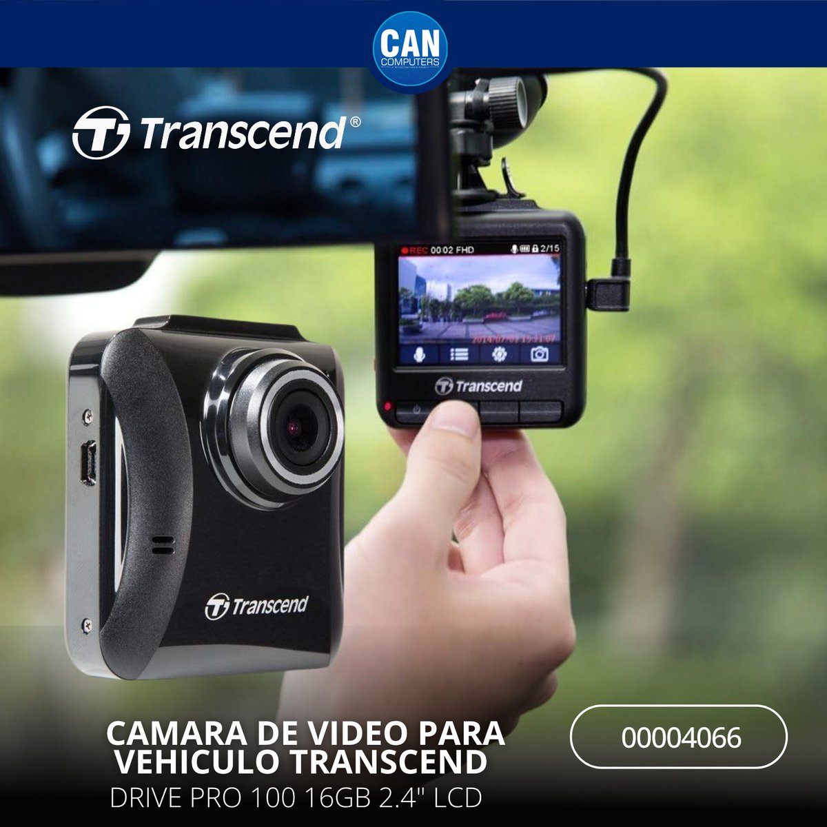 Cancomputers's tweet photo. ¡Protege tu camino con visión clara y respaldo en todo momento! La Cámara de Video para Vehículo Transcend Drive Pro 100 con pantalla LCD de 2.4” y memoria de 16GB es tu copiloto ideal para grabar cada trayecto con nitidez y seguridad.

#SeguridadVial #TranscendDrivePro https://t.co/iYwyfk2YYs