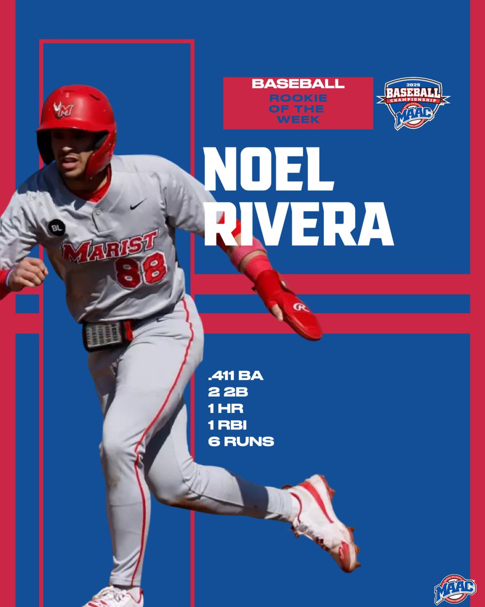 #MAACSports (@maacsports) on Twitter photo Congratulations to this week's MAAC Baseball weekly award winners!
Player: Lewis Rodriguez, <a href="/Marist_BSB/">Marist Baseball</a>
Pitcher: Ryan Parker, <a href="/PioBaseball/">SHU Baseball</a>
Rookie: Noel Rivera, <a href="/Marist_BSB/">Marist Baseball</a>
📰: bit.ly/4jIFeBy
#MAACBaseball Congratulations to this week's MAAC Baseball weekly award winners!
Player: Lewis Rodriguez, <a href="/Marist_BSB/">Marist Baseball</a>
Pitcher: Ryan Parker, <a href="/PioBaseball/">SHU Baseball</a>
Rookie: Noel Rivera, <a href="/Marist_BSB/">Marist Baseball</a>
📰: bit.ly/4jIFeBy
#MAACBaseball