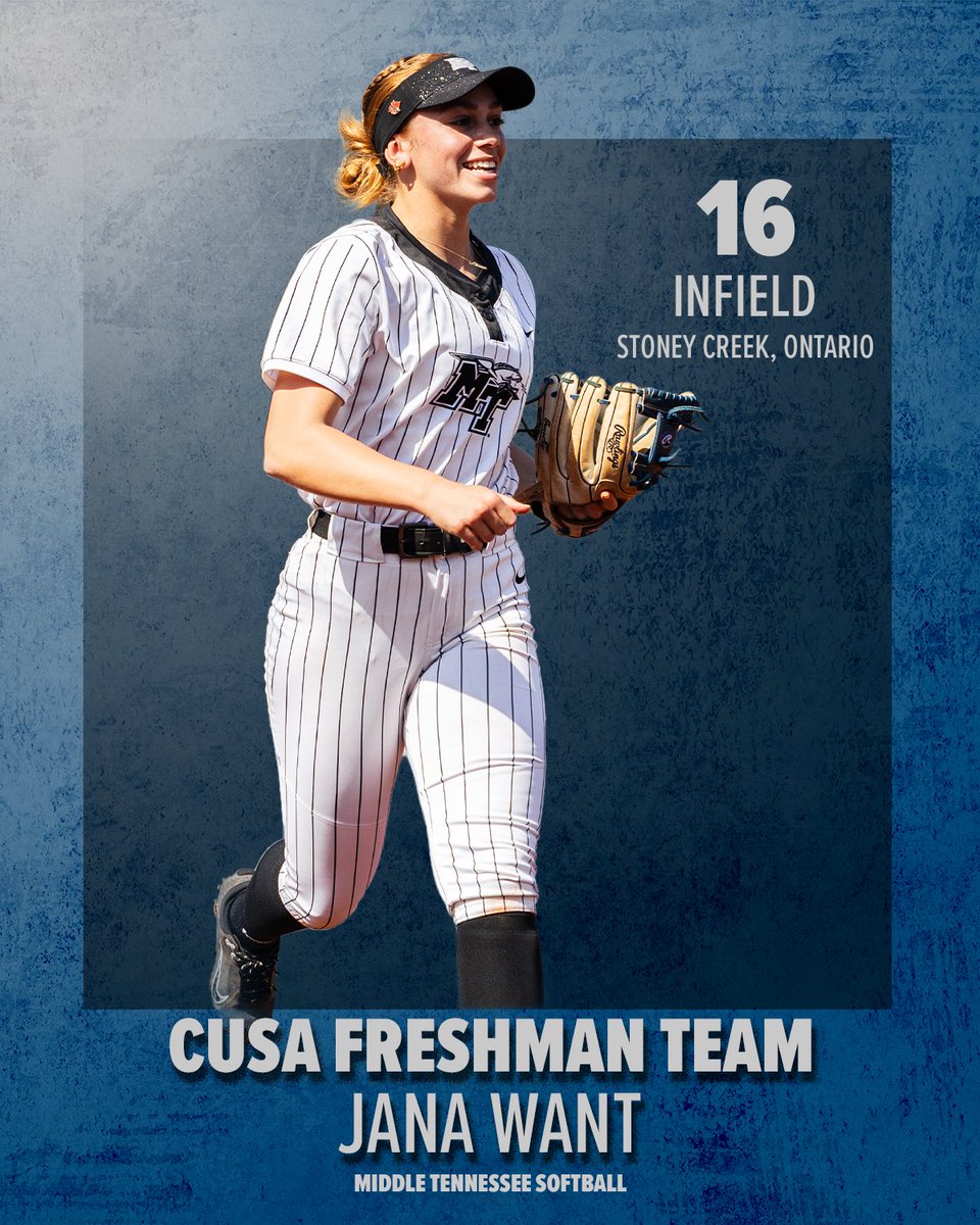 ✅ CUSA Freshman of the Year
✅ CUSA First Team All-Conference
✅ CUSA All-Freshman Team

What a freshman season it was for <a href="/WantJana/">Jana Want 2024 MIF/RHP</a> 👏

📰 goblueraiders.co/CUSA-Awards

#BLUEnited | ⚡️⬆️