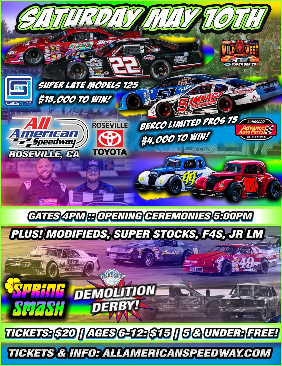 RICHEST SUPER LATE MODEL RACE IN ALL AMERICAN SPEEDWAY HISTORY HITS THE TRACK FOR NASCAR SPRING SMASH

shorttracklive.com/pro-late-model…