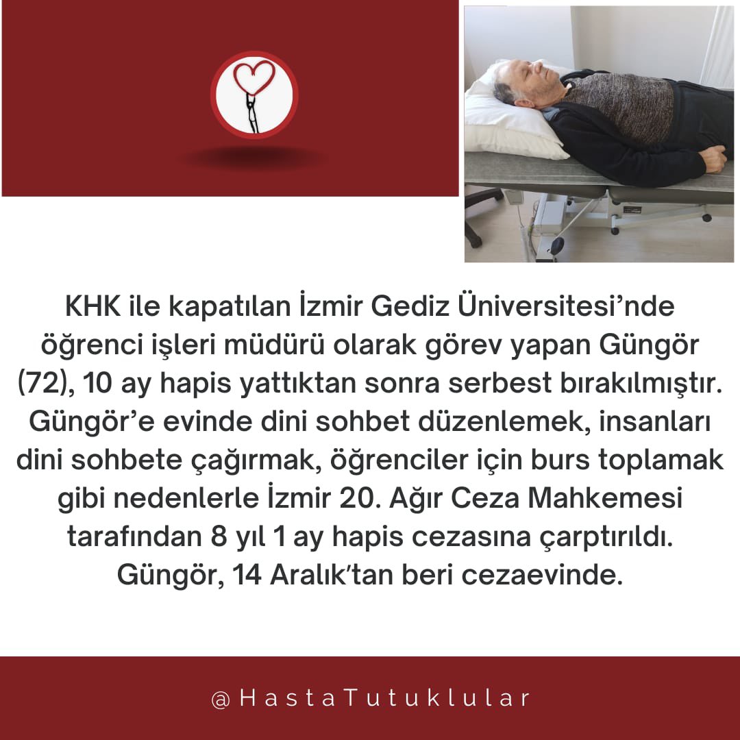 whiteorchid7777's tweet photo. İbrahim Güngör hapishanede kalamayacak, kendi ihtiyaçlarını göremeyecek derecede hasta. Tahliye edilmesi için daha ne yaşaması lazım ⁉️

📍HastalarTutuklu Kalmasın 📍 https://t.co/IrphvqQjEv