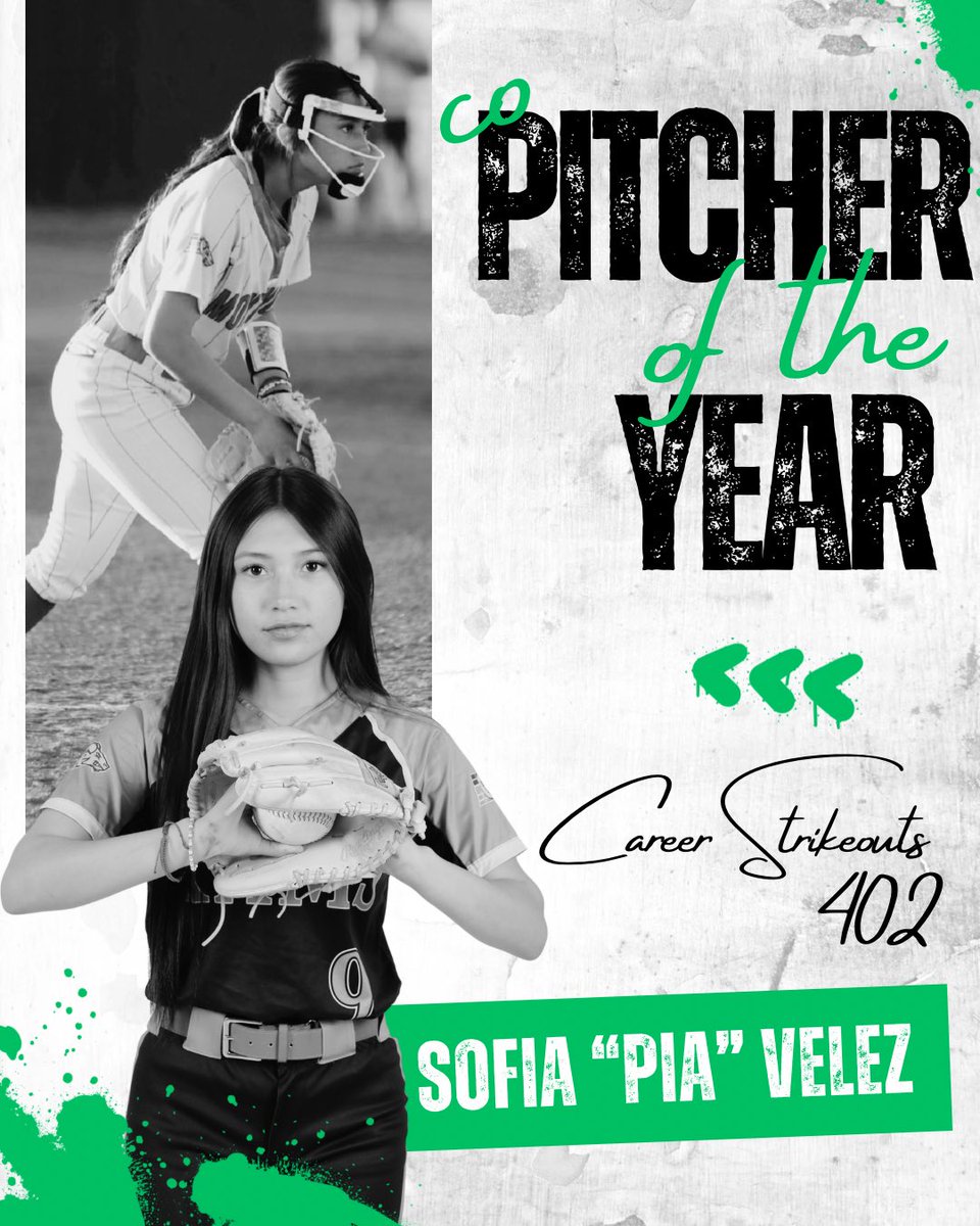 Huge shoutout to our very own Pia Velez for being named Co-Pitcher of the Year in our district! Your dedication, grit, and dominance in the circle throughout your career has been nothing short of inspiring. Congrats on this well-deserved honor! #HornsUp🤘🏽#TheLastDance 💚💙