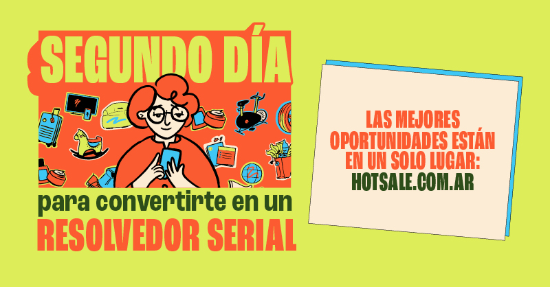⏰ 😱 Día 2 y el reloj corre. Sólo queda HOY y MAÑANA para llevarte lo mejor del Hot Sale. 🚀
  ¿Y vos, ya estás listo para resolverlo todo en Hotsale.com.ar? 💥🛒

#ElHotSaleQueResuelve #HotSale #CACE