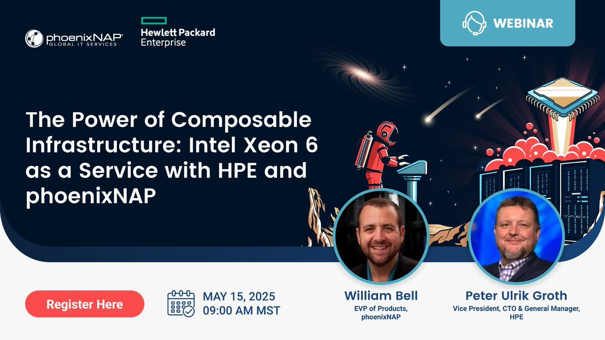 🚨 Join our webinar and discover how IntelXeon6, <a href="/HPE/">HPE</a> &amp; @phoenixNAP drive IT with Composable Infra. 🎁 Chance to win $100 Amazon gift card 👉 register.gotowebinar.com/register/89091… #hpe #intel #cloudsolutions