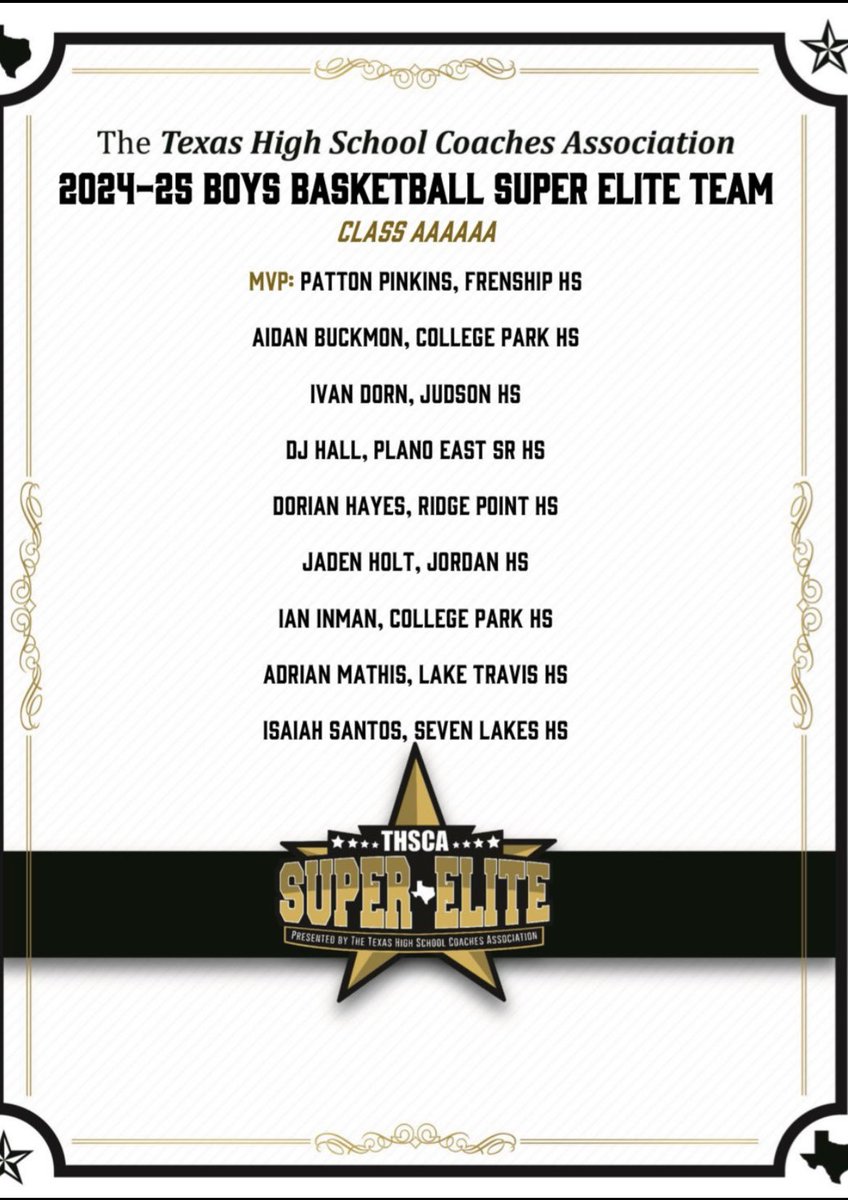 Congrats to Adrian Mathis for making the THSCA Super Elite team!!