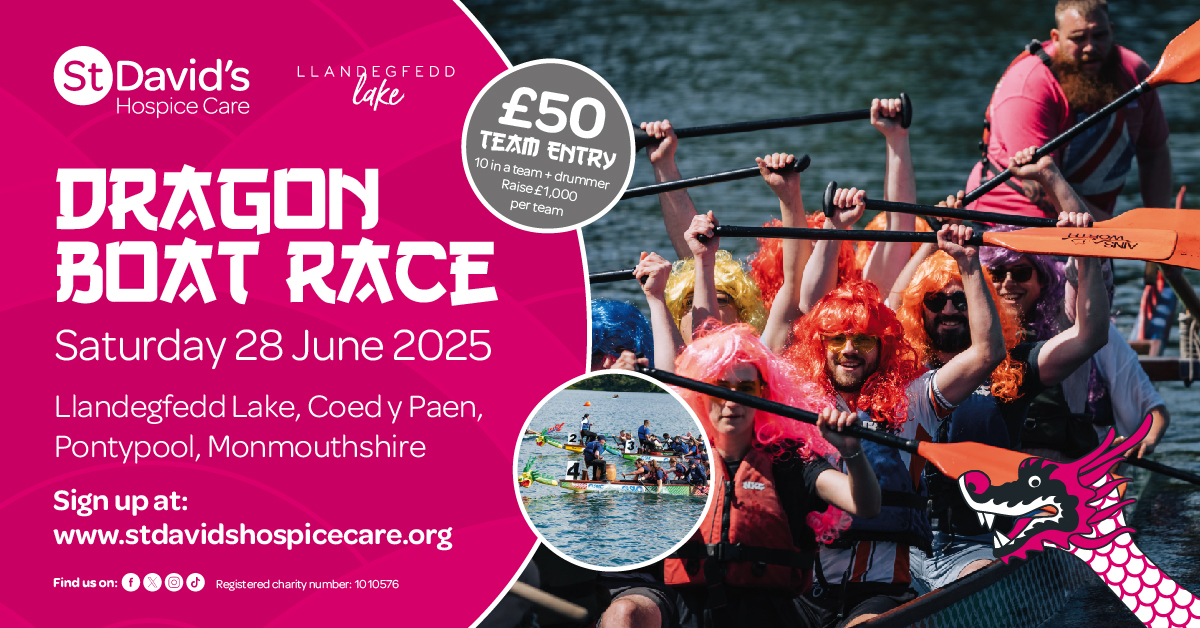 Are you up for a team challenge? 🤩
Ydych chi’n barod am sialens mewn tîm? 🤩
🔗stdavidshospicecare.org/events/our-eve…

#StDavidsHospiceCare #SDHC #DragonBoatRace #FundraisingEvent #MakeADifference #LlandegfeddLake #LlandegfeddReservoir #WelshWater #DwrCymru #StDavidsHospiceCare