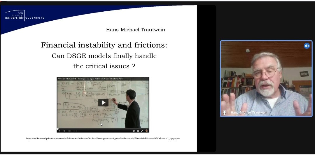 🚨 Hans Michael Trautwein, profesor de la Universidad de Oldenburg, en Alemania, fue invitado para dictar una charla en el Doctorado de Ciencias Económicas de la FCE, sobre si los modelos DSGE de última generación explican de manera satisfactoria la inestabilidad financiera.
