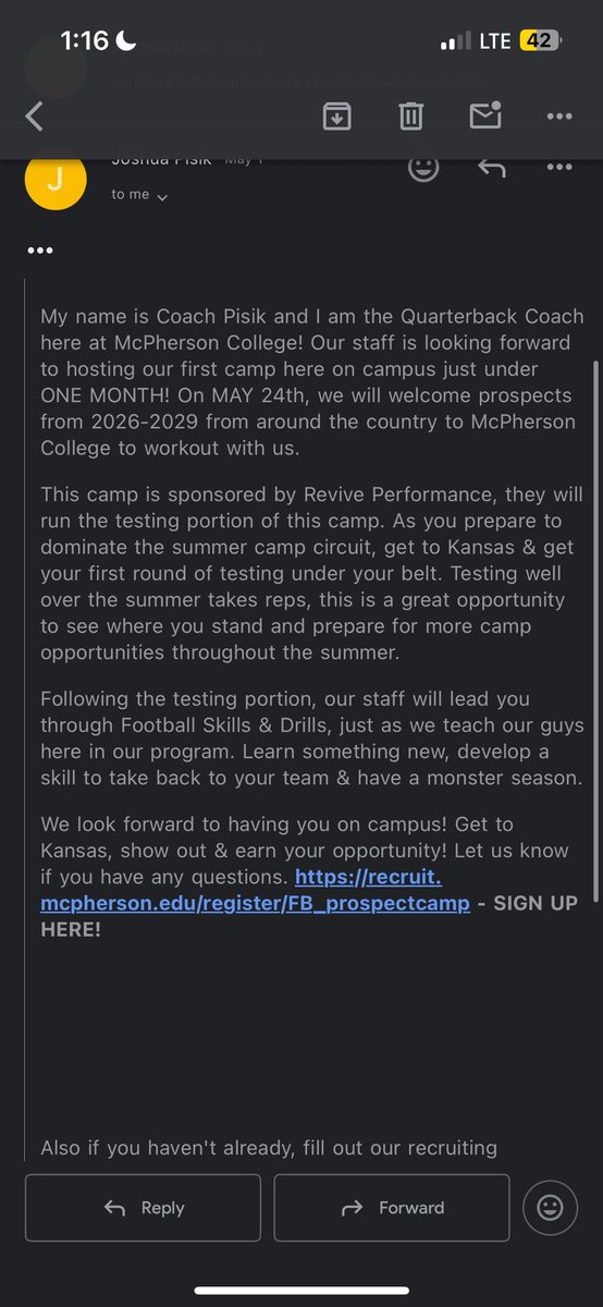 Blessed to receive camp invite from <a href="/JoshPisik/">Coach Pisik</a>‼️