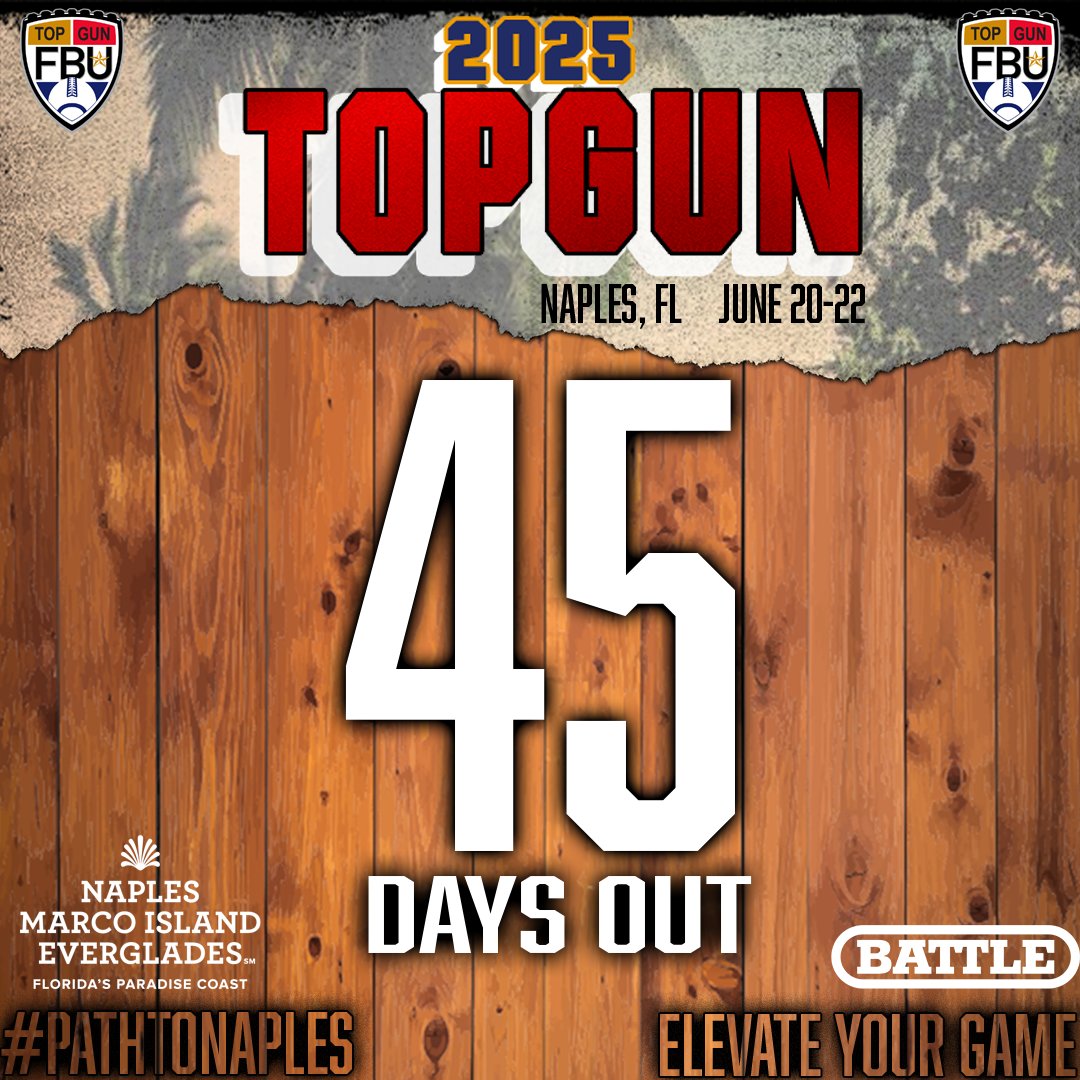 🚨𝑪𝑶𝑼𝑵𝑻𝑫𝑶𝑾𝑵 𝑰𝑺 𝑶𝑵🚨

𝟒𝟓 𝐃𝐀𝐘𝐒 𝐔𝐍𝐓𝐈𝐋 𝐓𝐇𝐄 𝐁𝐈𝐆𝐆𝐄𝐒𝐓 🏈 𝐒𝐇𝐎𝐖𝐂𝐀𝐒𝐄 𝐎𝐅 𝐓𝐇𝐄 𝐒𝐔𝐌𝐌𝐄𝐑 !!

YOU IN??

Submit YOUR film to earn YOUR invite👇
footballuniversity.org/2025-fbu-top-g…

#PathToNaples #FBU #ElevateYourGame

<a href="/PCSCNaples/">Paradise Coast Sports Complex</a> 
<a href="/ParadiseCoast/">Florida's Paradise Coast</a> 
<a href="/Battle/">Battle Sports</a>
