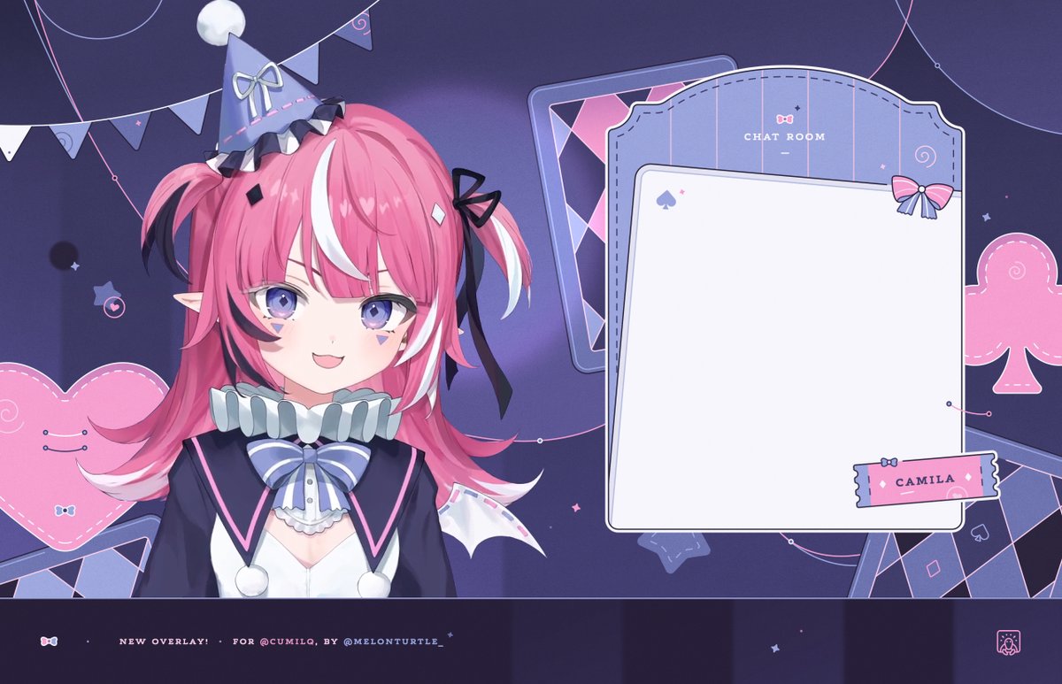 I designed a fancy new chatting scene for the lovely imp <a href="/cumilq/">camila 🃏 🍥</a> ~ happy debut, woo!! 🍥✨

#camilart 🩷