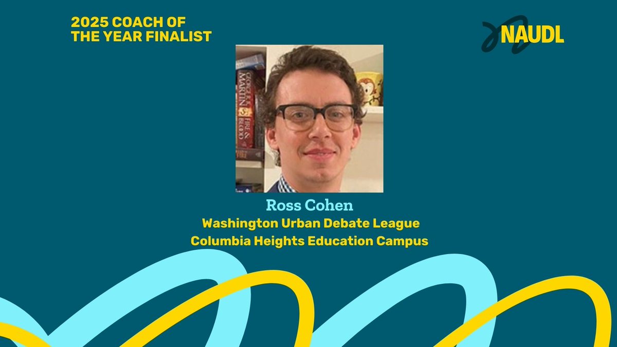 NAUDL (@naudl1) on Twitter photo Day 2 of #teacherappreciationweek2025 with another Coach of the Year finalist spotlight coming from <a href="/WUDL_Debate/">Washington Urban Debate</a>!
Ross was nominated with observations of "incredible reservoirs of trust with his students, both in the classroom and as a coach."
Thank you for everything you do! Day 2 of #teacherappreciationweek2025 with another Coach of the Year finalist spotlight coming from <a href="/WUDL_Debate/">Washington Urban Debate</a>!
Ross was nominated with observations of "incredible reservoirs of trust with his students, both in the classroom and as a coach."
Thank you for everything you do!