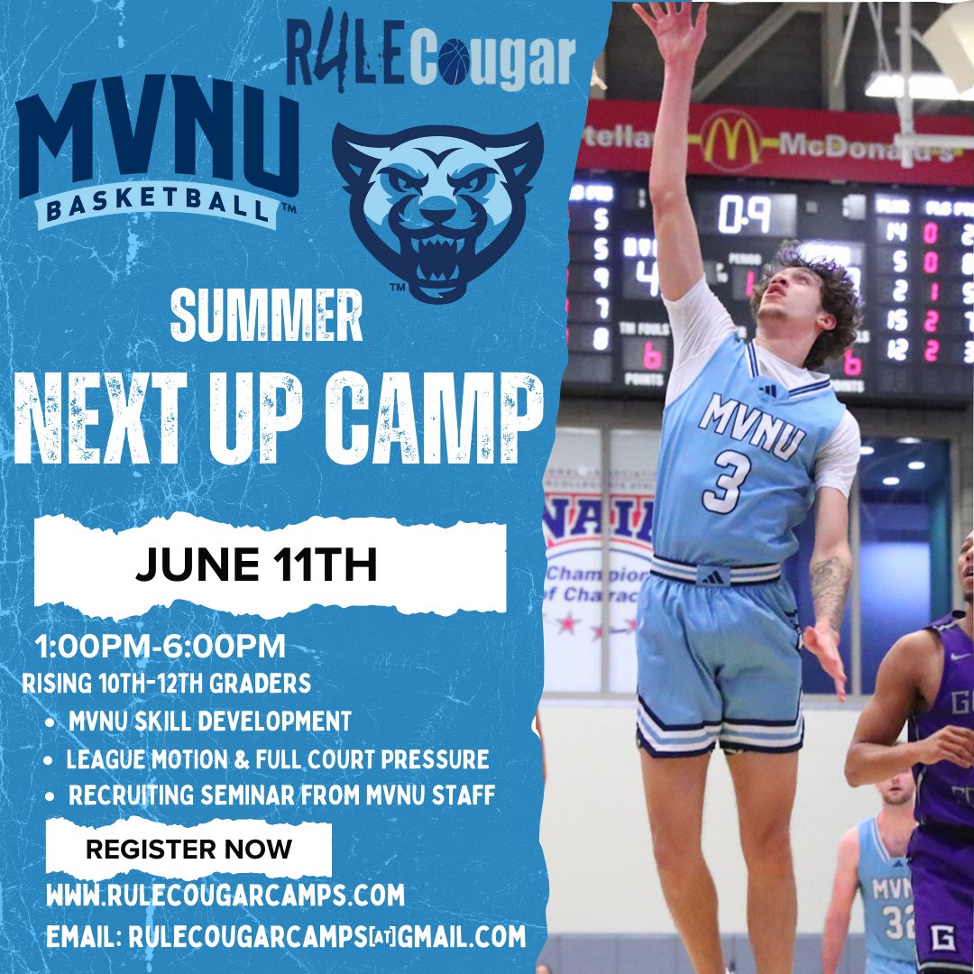 🌞🏀NEXT UP CAMP🏀🌞
🗓️June 11th
☑️Rising 10th-12th Graders 
®️rulecougarcamps.com

Come get better with us!