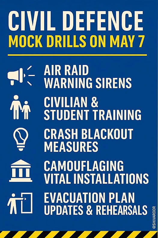 War Drills are Outdated!
There are No Bunkers, Modern Jets can bomb even in the Dark. 
Only an Outdated NSA like Ajit Doval would Recommend this.