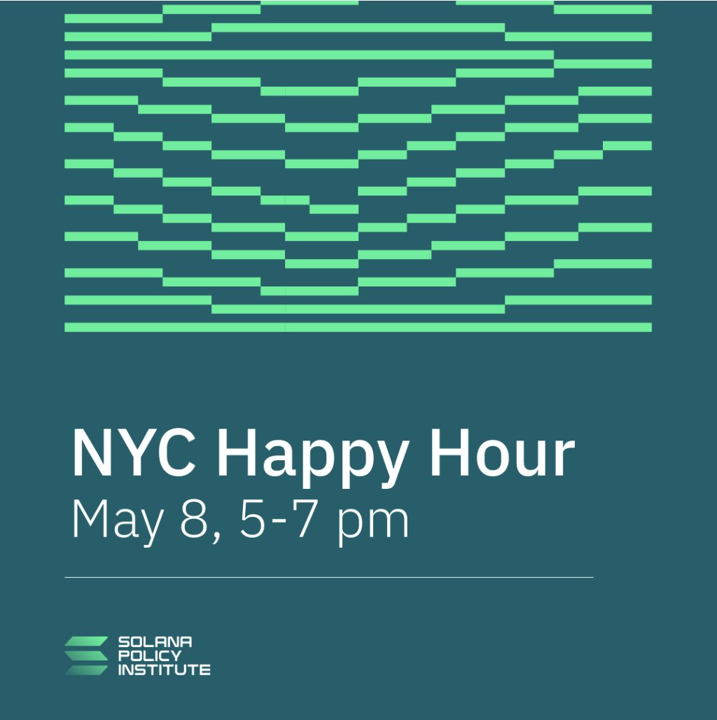 Grab your spot for SPI's first-ever Happy Hour in New York. 

Developers - connect with SPI's leadership to learn about critical policy developments, plus get a first-look at how to engage with SPI's 2025 initiatives. 

🎟️ lu.ma/SolanaPolicy