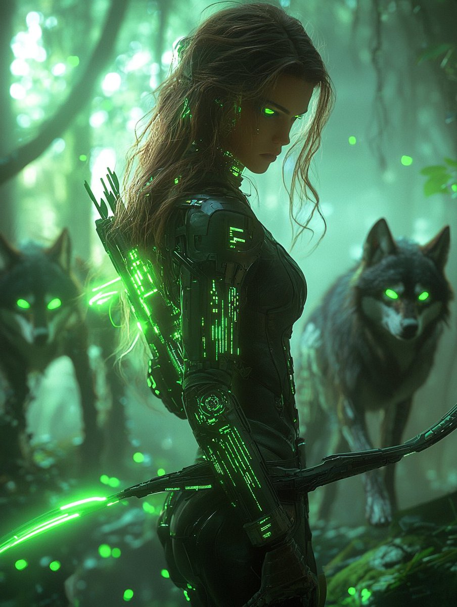 Synth_Cyborg's tweet photo. She hunts in silence. The forest pulses with her code.
#NeonWarden #CyberWolves #DigitalHuntress #ForestSentinel https://t.co/o6SFKBntKV