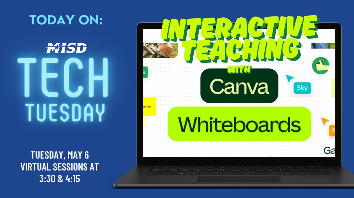 TODAY: Transform your lessons with Canva Whiteboard, a dynamic tool for real-time collaboration and creativity. Learn how to design interactive activities, brainstorm with students, and make learning more engaging!

Join Tech Tuesday Live at: midlandisd.net/techtuesdaymeet