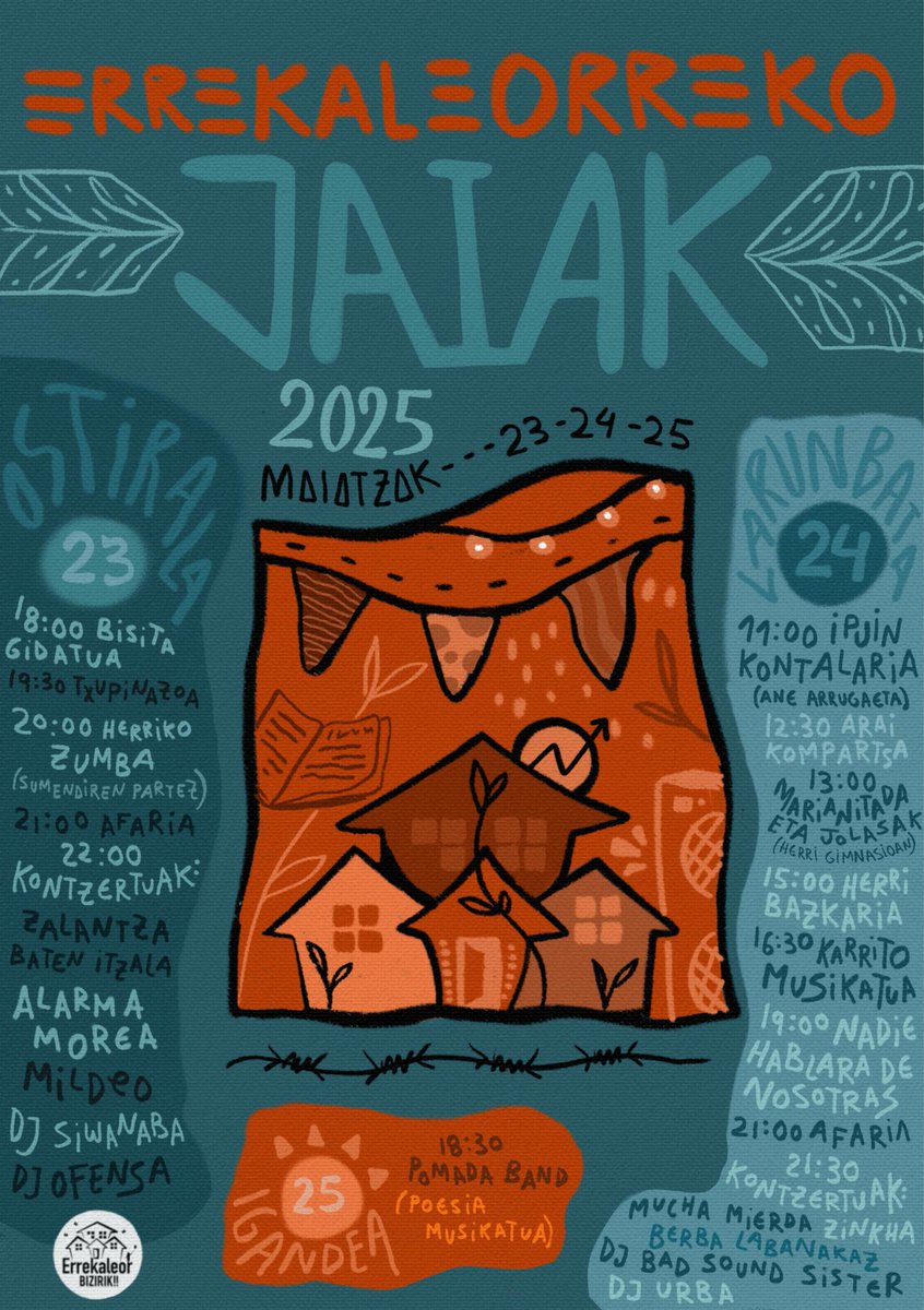 🏘️ ERREKALEORREKO JAIAK DATOZ!! 🏘️
Hemen duzue asteburu osoko egitaraua! 💖🌸
🗓️ Maiatzaren 23, 24 eta 25ean ospatuko ditugu
🕺DJ-ak, ikuskizunak, erraldoiak, bisita gidatua, herri bazkaria, marianitada, kontzertuak... Eta askoz gehiago giro paregabean! 

📍 Errekaleorren
