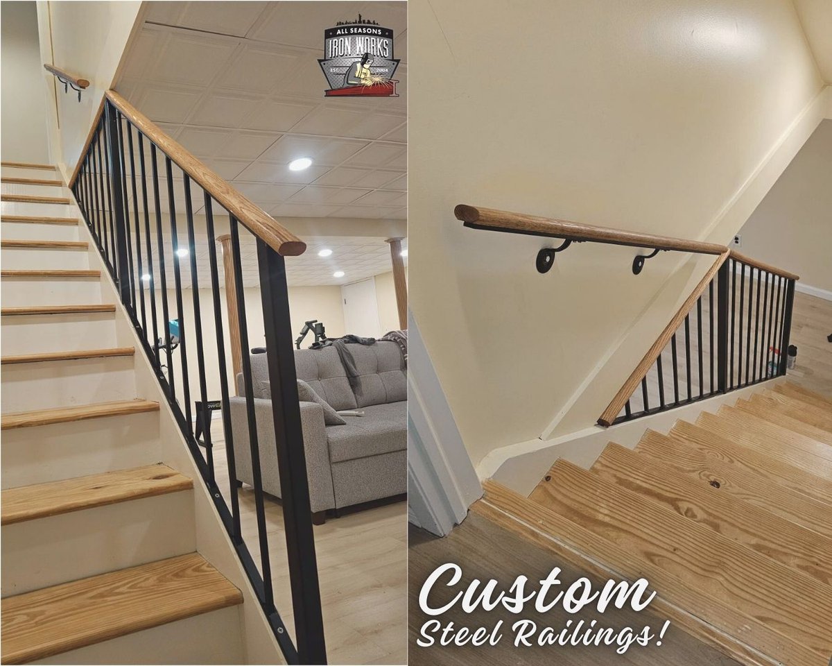 AllseasonsIron's tweet photo. Custom steel railings. Red Oak handrail. Designed in 3D, built to fit.

📍 Long Island homeowners — this is what we do.
📞 (631) 991-8877
🔗 https://t.co/glLVFS1xol

#SteelFabrication #LongIslandContractor #CustomRailings #WeldingLI #AllSeasonsIronWorks https://t.co/m0Ulv8zg1b