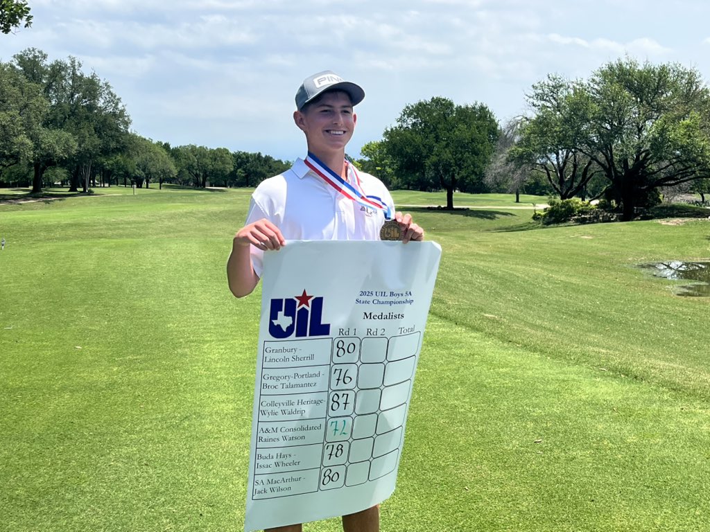 College Station ISD Athletics (@csisdathletics) on Twitter photo Congrats to Raines Watson for finishing 3rd in the UIL 5A Golf State Tournament!!! <a href="/ConsolHS/">A&M Consolidated HS</a> <a href="/CSISD/">College Station ISD</a> Congrats to Raines Watson for finishing 3rd in the UIL 5A Golf State Tournament!!! <a href="/ConsolHS/">A&M Consolidated HS</a> <a href="/CSISD/">College Station ISD</a>