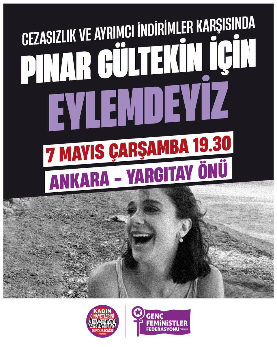 kcdplatformu's tweet photo. 📍Ankara

Yargıtay, Pınar Gültekin'in "canavarca hisle" öldürülmediğine ve faile haksız tahrik uygulanması gerektiğine karar verdi. 

Cezasızlık ve ayrımcı ceza indirimleri karşısında #PınarGültekin için yarın Yargıtay'ın önünde eylemdeyiz. https://t.co/PGvm8zDeNj