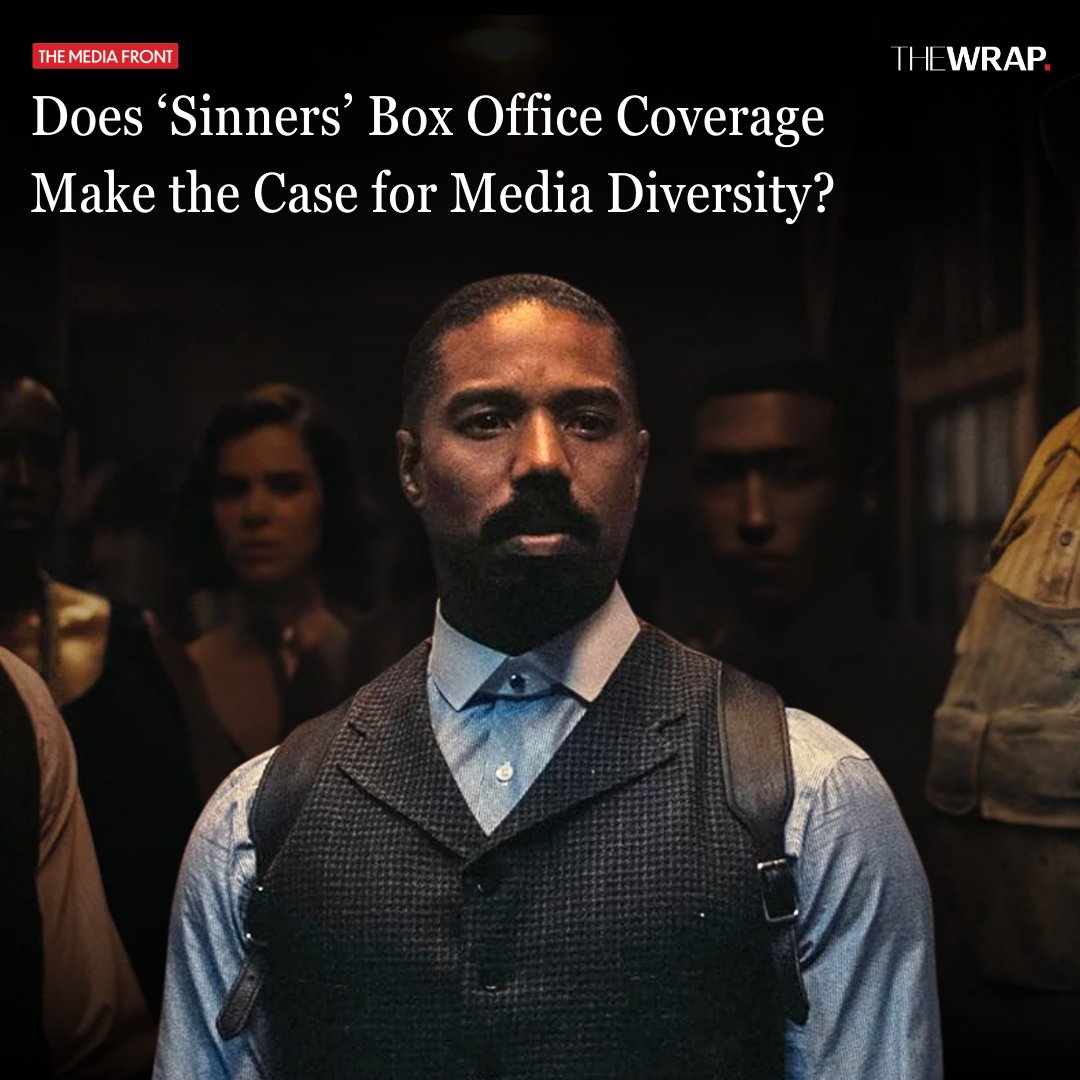 TheWrap's tweet photo. #TheMediaFront: When “Sinners” opened to very good if not overwhelming box office numbers, the film’s performance elicited several skeptical reactions from the entertainment press. In doing so, those outlets and their industry sources might have made a case for the value of diversity, at a time when DEI efforts at media companies have come under siege by the Trump administration.

Read more: https://t.co/A5aKzNabyS
#wrappro