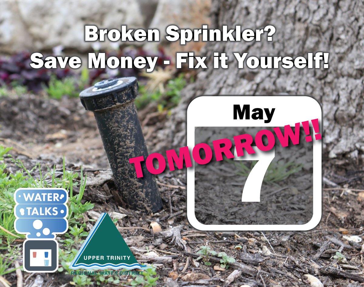 It’s not too late to sign up to join us for tomorrow's #WaterTalk – Learn all about what you can do to keep your sprinklers workin' in tip top shape all summer long with Quintarus Thomas tomorrow at 12 noon!
Sign up here: bit.ly/WaterTalkMay20…
