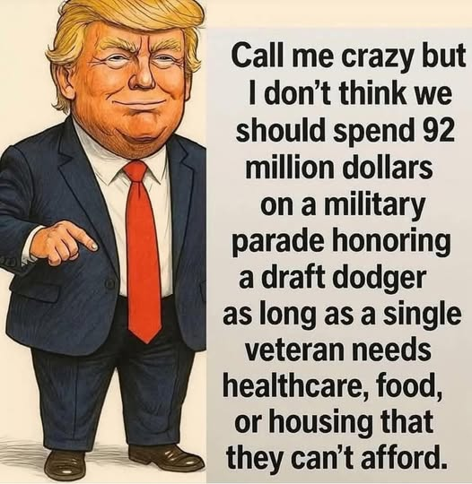 So apparently, there's not enough money in the budget for Medicaid and SNAP, but there's tens of millions lying around to pay for Trump's military birthday parade.
#TrumpParade #TrumpisaNationalDisgrace #TrumpIsUnfitForOffice #VeteransAgainstTrump #RepublicansAreDestroyingAmerica