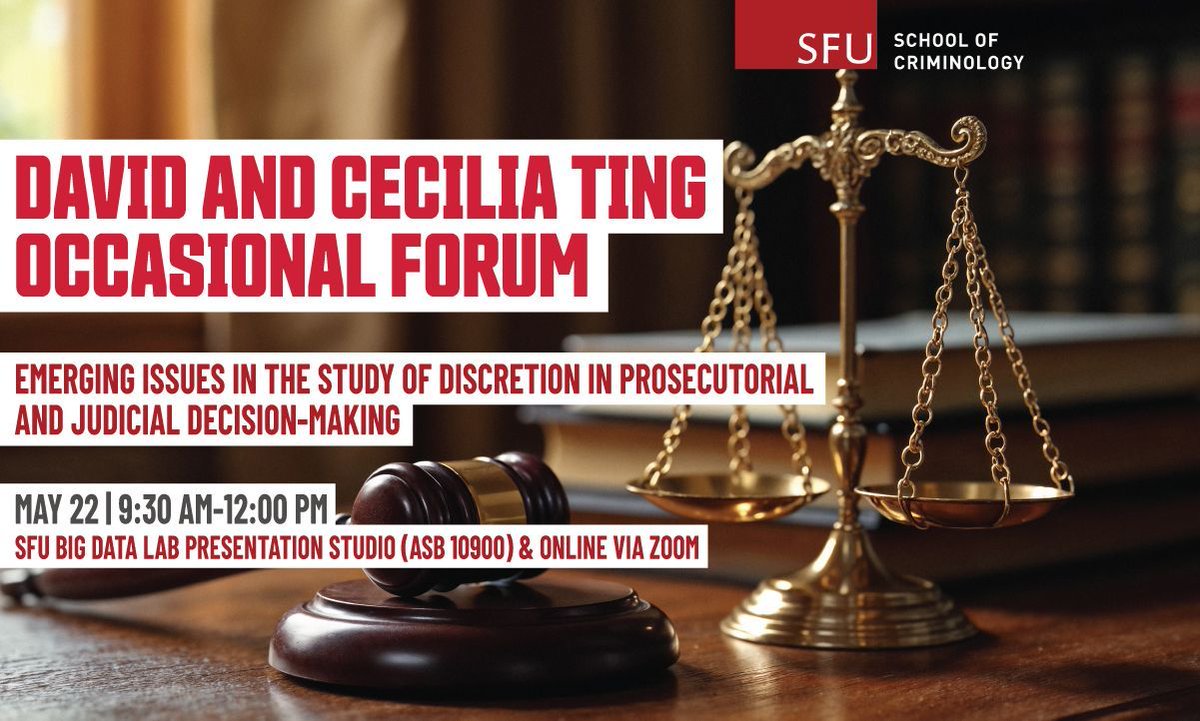 Join us for our next David and Cecilia Ting Occasional Forum on May 22, 2025, from 9:30 AM to 12 PM! Dive into key discussions on discretion in prosecutorial and judicial decision-making with scholars Brian Johnson and Jeffrey Ulmer.

Register here: 
buff.ly/J5PFWzJ