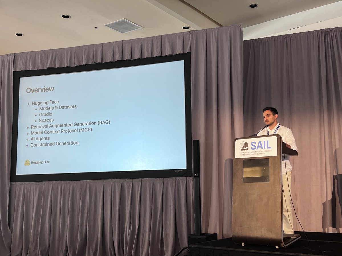 Isaac Kohane (@zakkohane) on Twitter photo The role of <a href="/huggingface/">Hugging Face</a> in AI ecosystem hosting 1.6M (!) models and data sets explained by <a href="/cyrilzakka/">Cyril Zakka, MD</a> in to bring #SAIL2025 attendees up to date including the TRIAL MCP Server that will be used in the rare disease treatment contest just announced The role of <a href="/huggingface/">Hugging Face</a> in AI ecosystem hosting 1.6M (!) models and data sets explained by <a href="/cyrilzakka/">Cyril Zakka, MD</a> in to bring #SAIL2025 attendees up to date including the TRIAL MCP Server that will be used in the rare disease treatment contest just announced