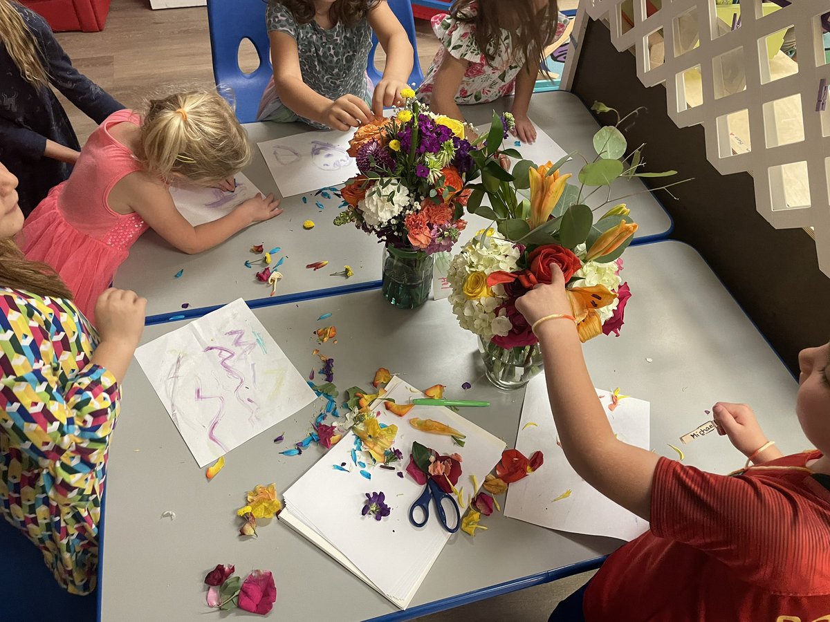 TreadwellLacey's tweet photo. It started with a simple, “Did you know…” to ignite their inquiry and before you know it we had a table full of kids wanting to explore painting with flower petals! 🌸 #risdprek #cultivatingcuriosity #thematicstudies #beautifulmess https://t.co/7ZnR2KHKs0