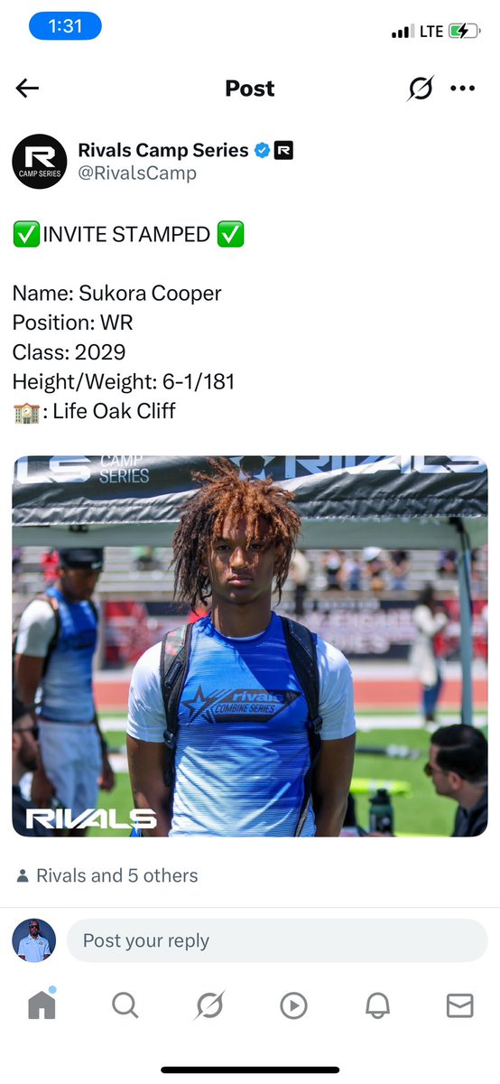 Coach Johnson (@coachweltonj) on Twitter photo C/O 2029 WR/CB: 6’1 - 180 <a href="/SukoraC/">Sukora SIP Cooper JR</a>
ran a 4.4 laser 40 at <a href="/RivalsCamp/">Rivals Camp Series</a> over the weekend. Also clocked a 11.07 100 m dash this spring. True 2 way player. Speed✔️ Measurables✔️ Film✔️
<a href="/LSOCFootball/">LSOC Football</a>
hudl.com/v/2Qkc3u C/O 2029 WR/CB: 6’1 - 180 <a href="/SukoraC/">Sukora SIP Cooper JR</a>
ran a 4.4 laser 40 at <a href="/RivalsCamp/">Rivals Camp Series</a> over the weekend. Also clocked a 11.07 100 m dash this spring. True 2 way player. Speed✔️ Measurables✔️ Film✔️
<a href="/LSOCFootball/">LSOC Football</a>
hudl.com/v/2Qkc3u