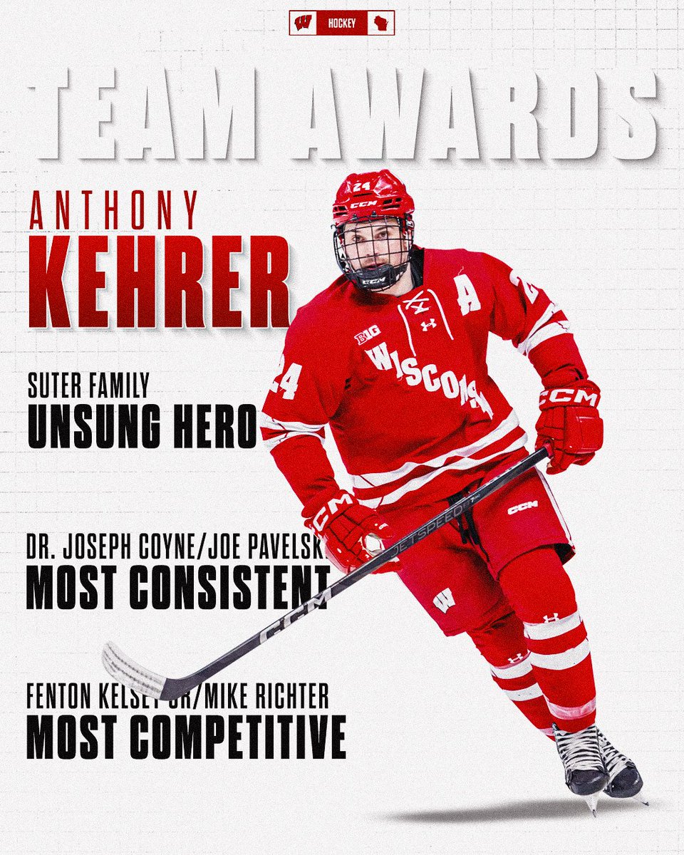 Wisconsin Hockey (@badgermhockey) on Twitter photo .<a href="/KehrerAnthony/">Anthony Kehrer</a> battled all season in ways that didn't always show up on the scoresheet
His teammates definitely noticed
#Badgers || #25TeamAwards .<a href="/KehrerAnthony/">Anthony Kehrer</a> battled all season in ways that didn't always show up on the scoresheet
His teammates definitely noticed
#Badgers || #25TeamAwards