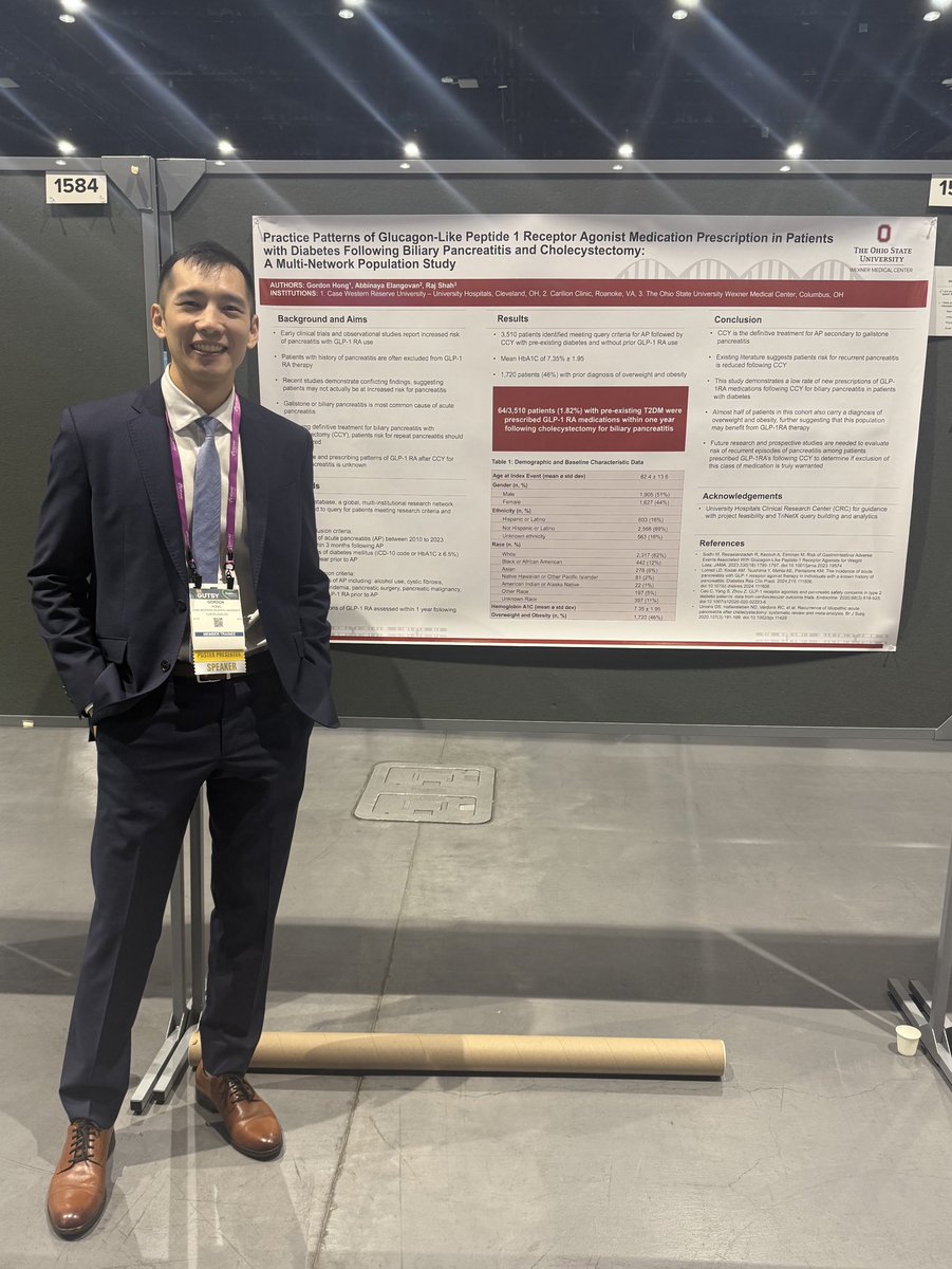 Gordon Hong, MD (@gordonhongmd) on Twitter photo An awesome time at #DDW2025 sharing my work on acute pancreatitis and diabetes, including a poster of distinction and oral presentation! This is thanks to <a href="/Jarshah4/">Raj Shah</a>, <a href="/AbbinayaE/">Abbi Elangovan</a>, <a href="/CWRU_GI/">CWRU-GI/Case Western GI Fellowship</a>, <a href="/OSUWexMed/">The Ohio State University Wexner Medical Center</a>.
<a href="/cwruim/">Case Western/UH IM Chiefs</a> <a href="/AmerGastroAssn/">American Gastroenterological Association (AGA)</a> <a href="/DDWMeeting/">Digestive Disease Week</a> An awesome time at #DDW2025 sharing my work on acute pancreatitis and diabetes, including a poster of distinction and oral presentation! This is thanks to <a href="/Jarshah4/">Raj Shah</a>, <a href="/AbbinayaE/">Abbi Elangovan</a>, <a href="/CWRU_GI/">CWRU-GI/Case Western GI Fellowship</a>, <a href="/OSUWexMed/">The Ohio State University Wexner Medical Center</a>.
<a href="/cwruim/">Case Western/UH IM Chiefs</a> <a href="/AmerGastroAssn/">American Gastroenterological Association (AGA)</a> <a href="/DDWMeeting/">Digestive Disease Week</a>
