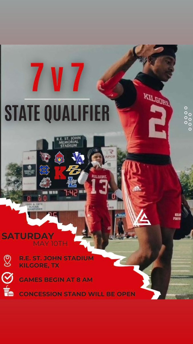 7v7 state qualifier this Saturday in Kilgore <a href="/ClubKilgore/">Kilgore Football Booster Club</a>