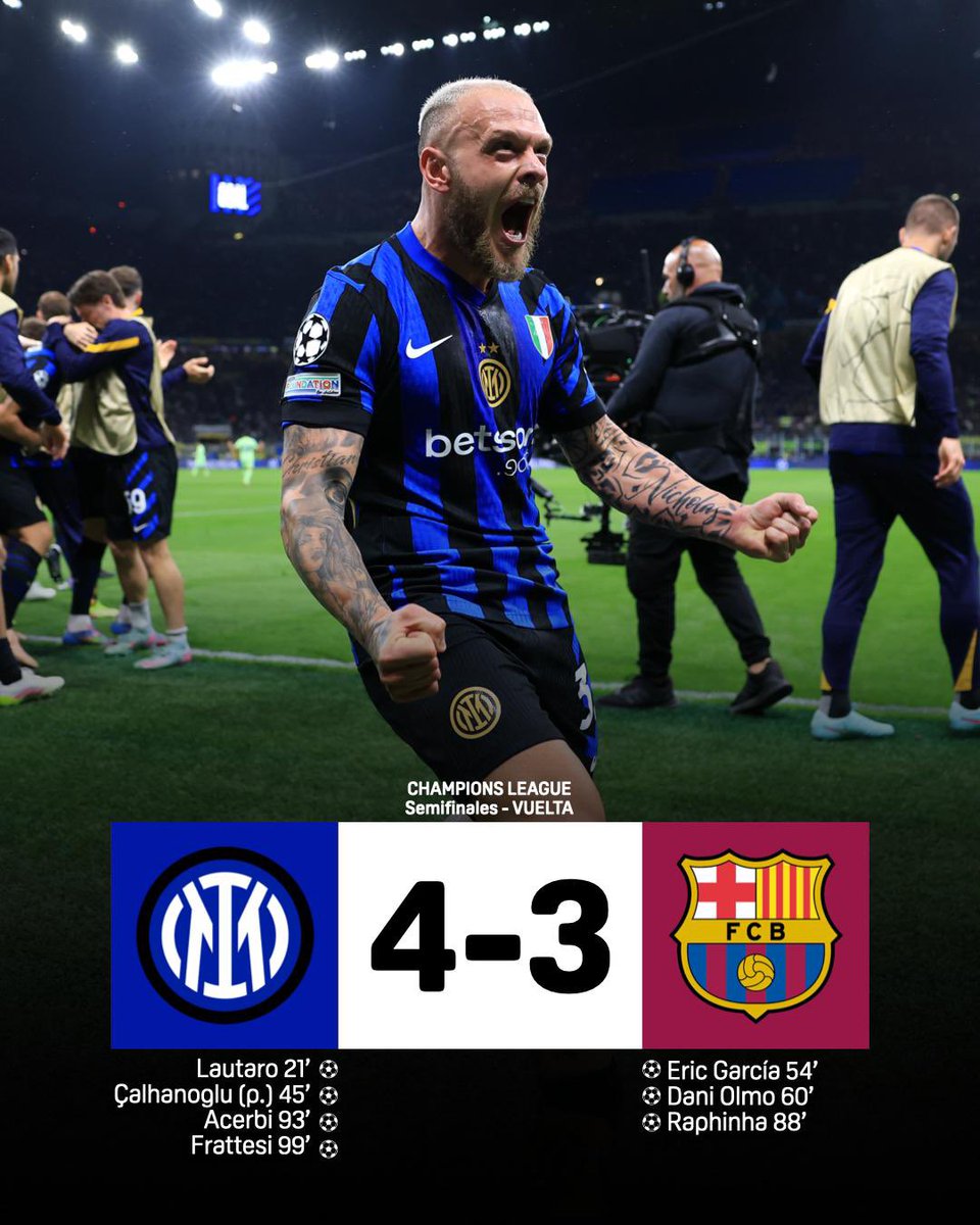 El Inter a la final… y el Barcelona a las puertas de Múnich 🏟️

¿Cómo describirías esta LOCURA DE SEMIFINAL?🤯⚽️

#FCBarcelona #Inter #ChampionsLeague