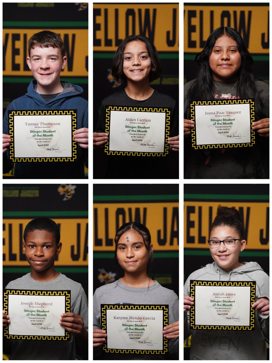 We are so proud of our Stinger Students of April. We look forward to seeing your continued success through the years!