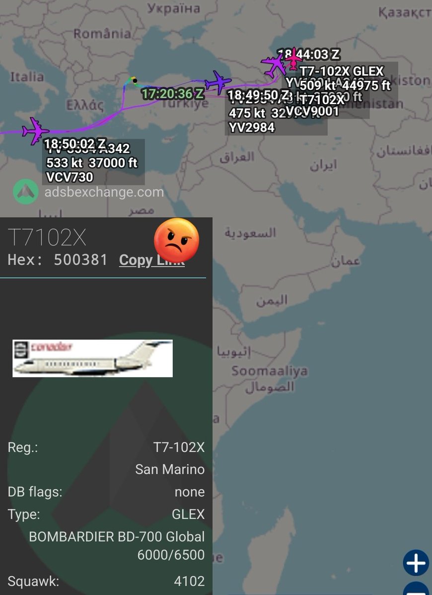 Arr3ch0's tweet image. Así van ahora las 4 aeronaves que llevan a Maduro y sus secuaces a Moscú 🇷🇺
YV2984, T7-102X y YV1004 son aeronaves de ultra lujo con todas las comodidades de cualquier avión presidencial o VVIP - unos 15 asientos c/u. YV3554 tiene 276 asientos categoría económica y 42 business.