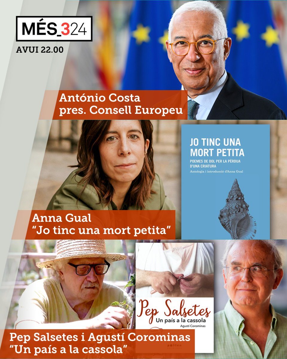 3Cat (@som3cat) on Twitter photo Avui al #Més324, entrevistem el president del Consell Europeu (<a href="/EUCouncil/">EU Council</a>), António Costa (<a href="/eucopresident/">António Costa</a>).
Quants poetes han parlat del dol que es viu per la pèrdua d'una criatura? Qui ho sap molt bé és l'Anna Gual (<a href="/annagual/">Anna Gual</a>) que ha publicat 'Jo tinc una mort petita' Avui al #Més324, entrevistem el president del Consell Europeu (<a href="/EUCouncil/">EU Council</a>), António Costa (<a href="/eucopresident/">António Costa</a>).
Quants poetes han parlat del dol que es viu per la pèrdua d'una criatura? Qui ho sap molt bé és l'Anna Gual (<a href="/annagual/">Anna Gual</a>) que ha publicat 'Jo tinc una mort petita'