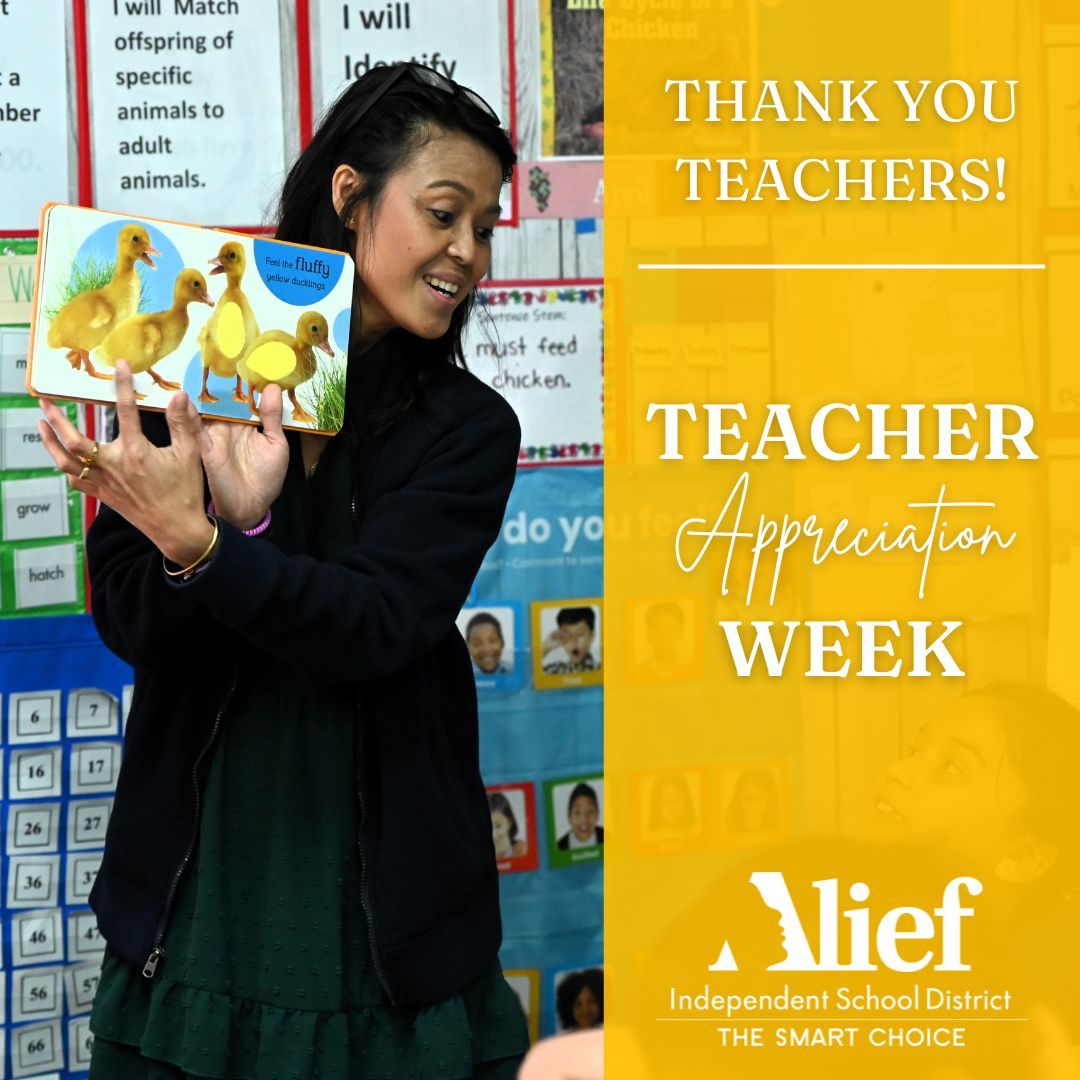We’re celebrating Teachers all week in Alief ISD! We know that without their dedication, hard work, and passion, learning can't happen! #WeAreAlief 🍎