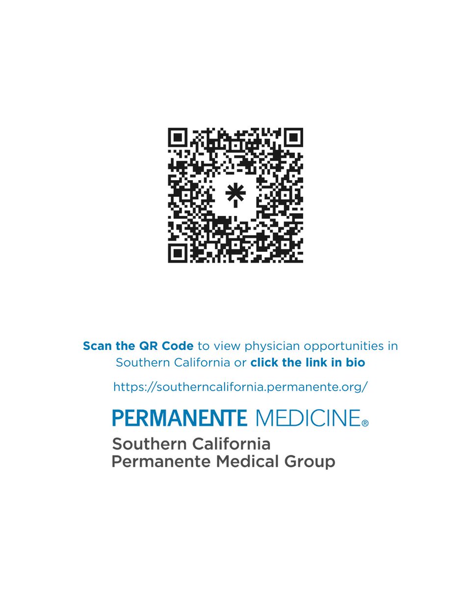 SCPMGCareers's tweet photo. Welcome to Kaiser Permanente - Southern California! SCPMG is one of the largest medical groups in the United States. Visit our website or scan the QR code for physician job opportunities!

#Hiring #KaiserPermanente #Healthcare #Physician #Physicianjobs #Doctor #jobs https://t.co/WhxOxd1Btt