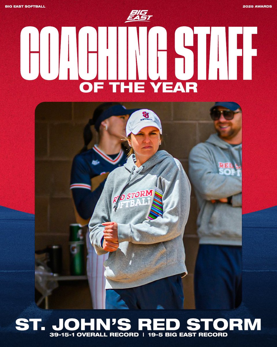 The 2025 BIG EAST Softball Coaching Staff of the Year is <a href="/StJohnsSoftball/">St. John's Softball</a>! 😎