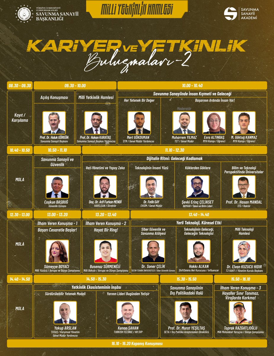 ‼️SON 1 GÜN

📣@savunmasanayii ve @savunmasanayiiakademi iş birliğiyle gerçekleşecek Kariyer ve Yetkinlik Buluşmaları-2 etkinliğinde geleceği şekillendiren teknolojiler seni bekliyor!

📣 7 Mayıs 2025, 09.30-16.30

📣Detaylı bilgi ve kayıt için: yetkinlikbulusmalari.ssa.gov.tr