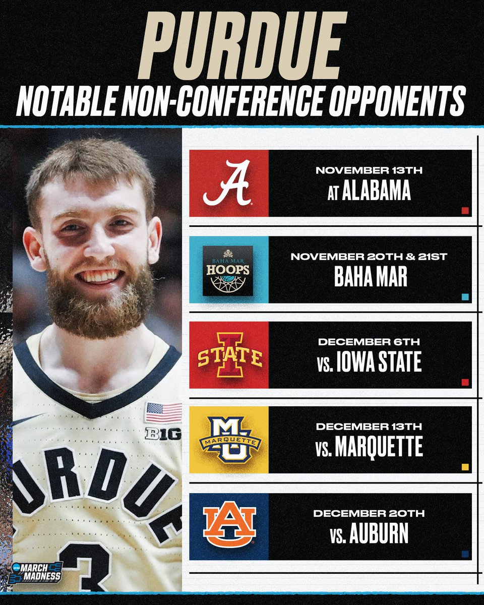 NCAA March Madness (@marchmadnessmbb) on Twitter photo Never too early for a non-conference schedule π
<a href="/BoilerBall/">Purdue Men's Basketball</a> has some top tier matchups to look out for π Never too early for a non-conference schedule π
<a href="/BoilerBall/">Purdue Men's Basketball</a> has some top tier matchups to look out for π