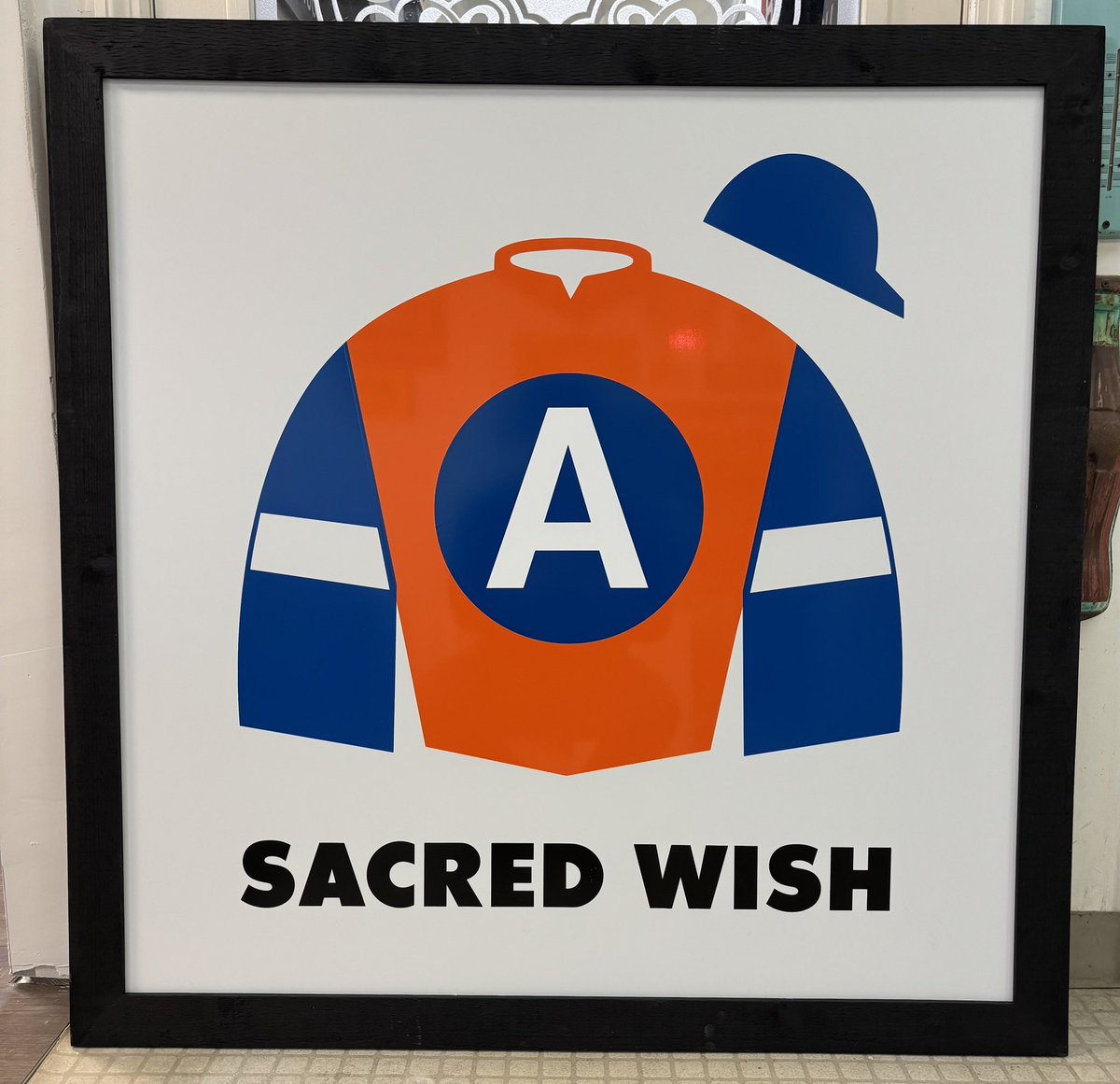 ThoroughGraphic's tweet photo. Framed jockey silks signs commemorating recent Grade-1 winners sold at @FasigTiptonCo Maryland! #FTMidlantic https://t.co/LoHlrcwGmq
